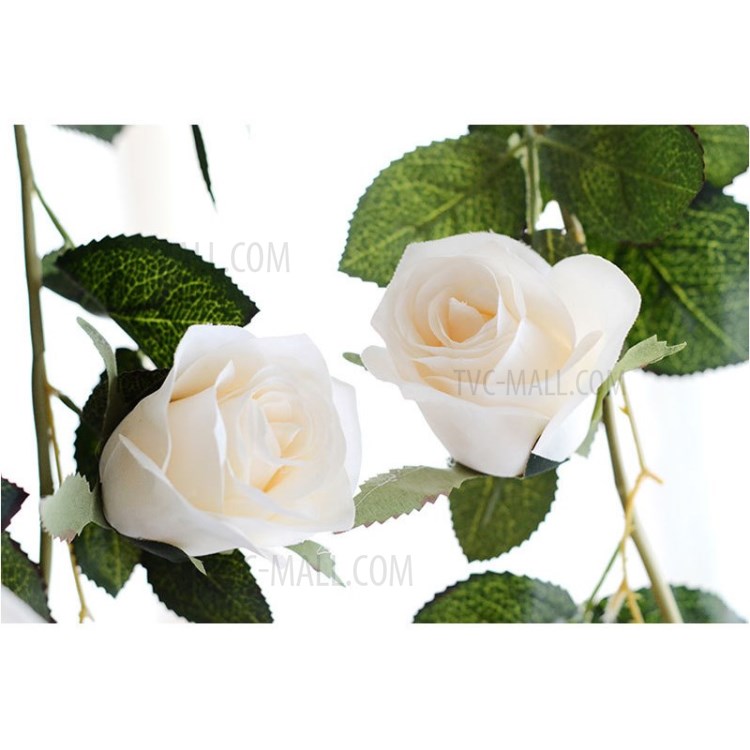 Rose Flower Garland 1.8m Hanging Rattan Wedding Greenery Party Decor - White-6