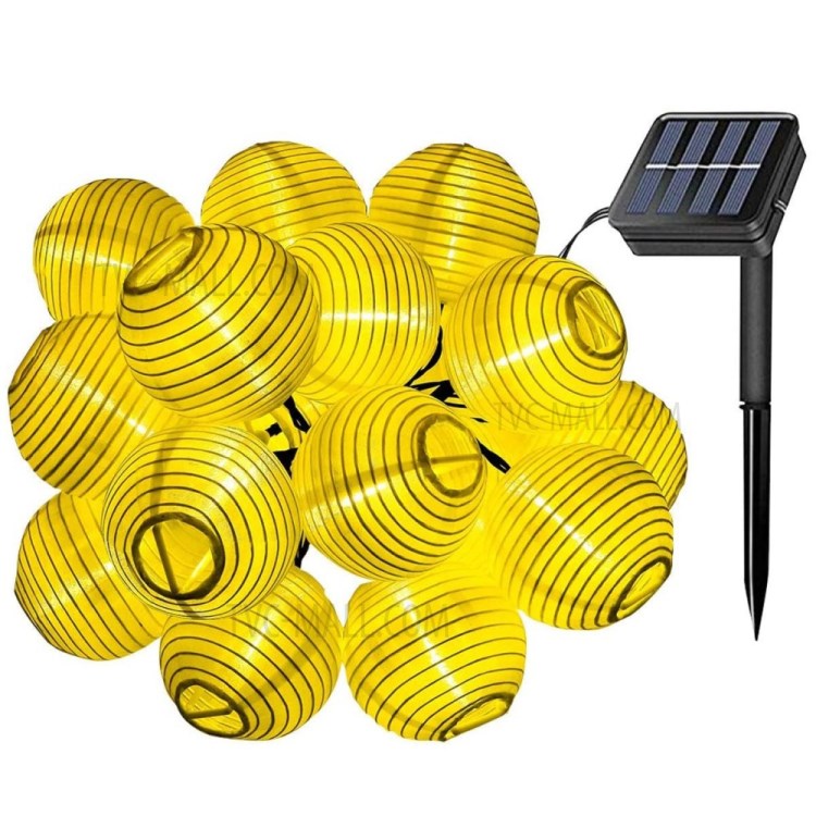 Solar Light LED Lantern Garland Wedding Decor String Lights Outdoor Fairy Garden-30 - LED 6.5m/Yellow