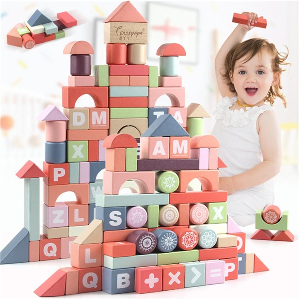 English Alphabet Puzzle Jigsaw Wooden Toys Children Cartoon Building Blocks Set