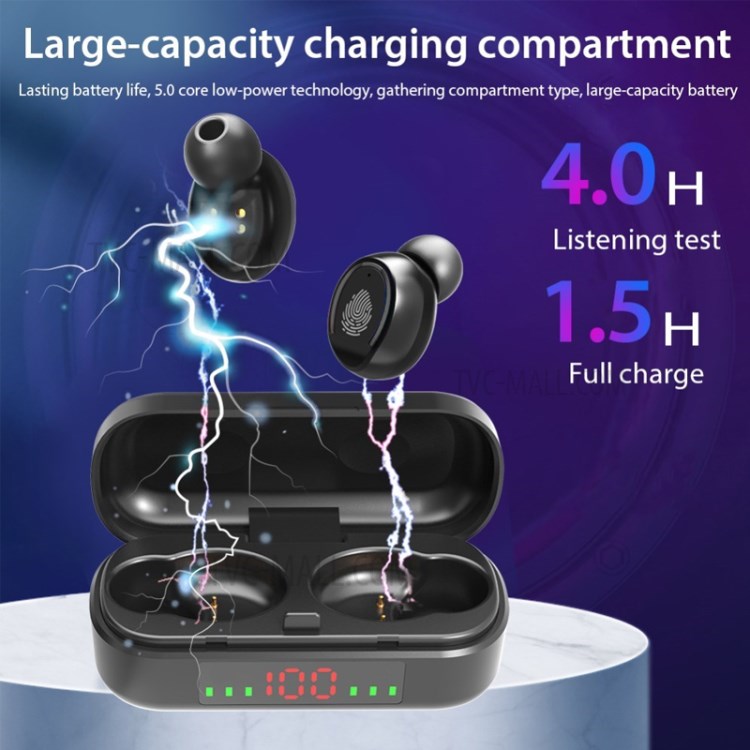 V8 TWS Bluetooth Écouteurs Sans Fil 5.0 Sport Headset Avec Affichage Numérique LED-11