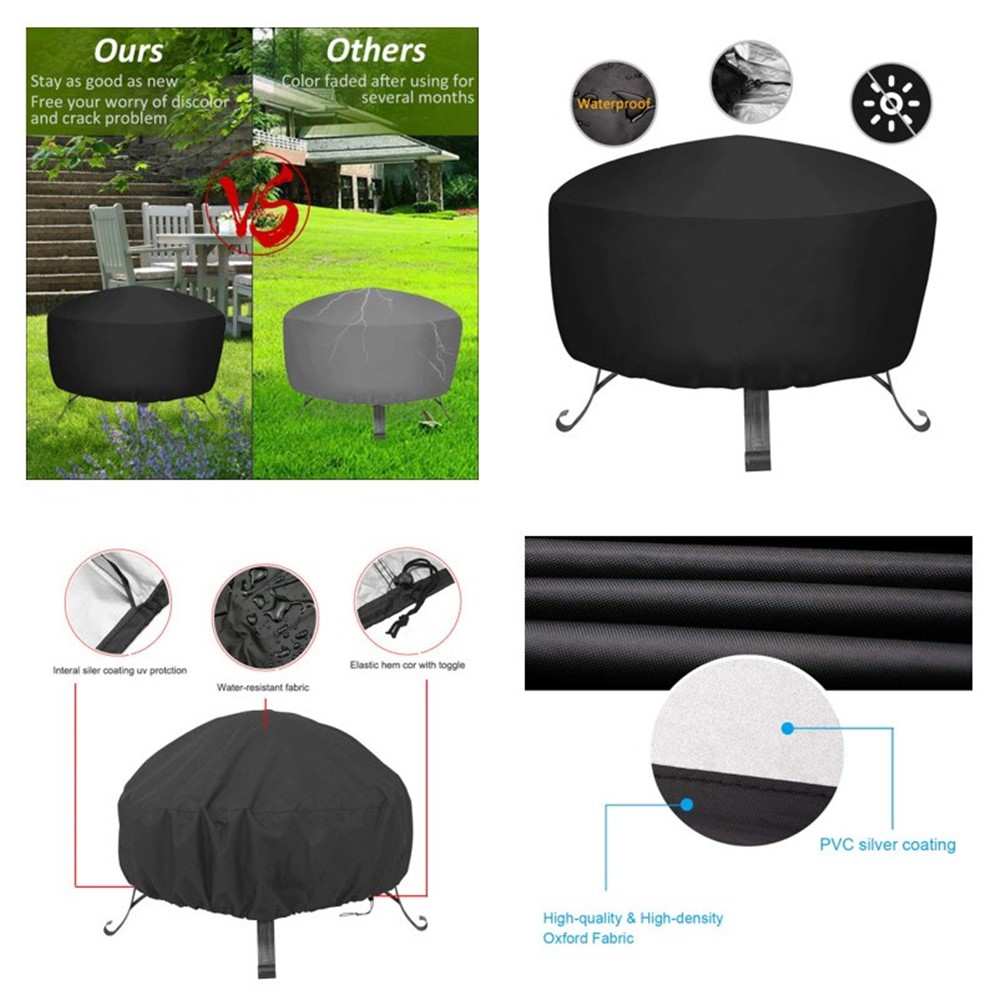 BBQ Cover 210D Waterproof Dustproof Cloth Outdoor Barbecue Stove Cover-4