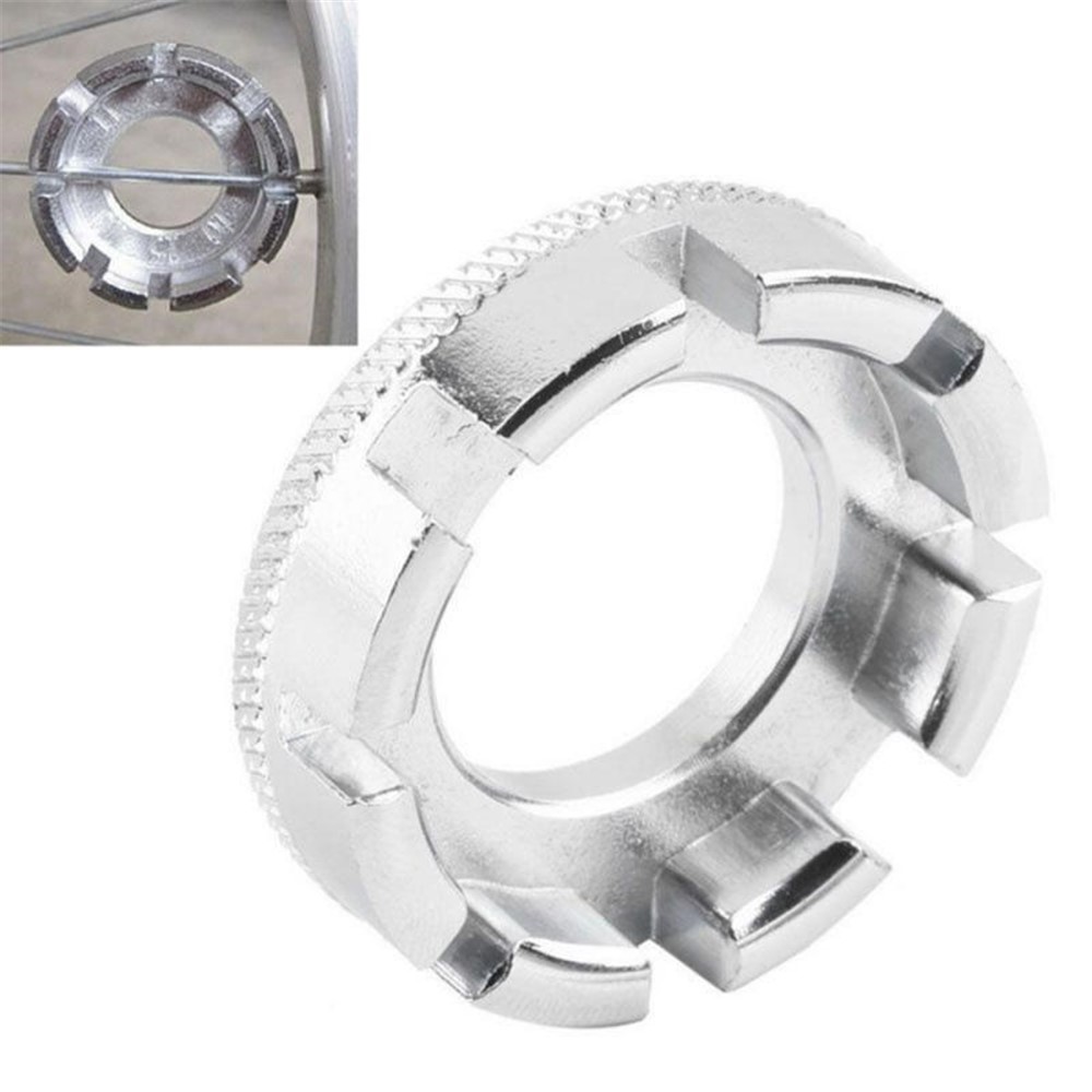 Mountain Bike Repairing Tool Nickel Plated Round Spoke Wrench Single Wheel Rim 8 - notch Steel Wire Repairing Ring-3