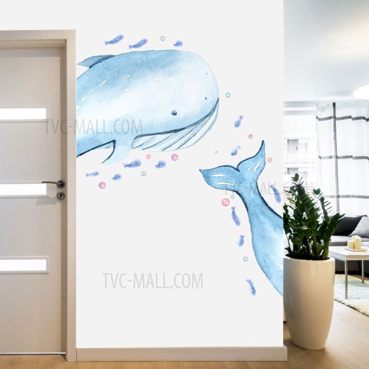 FANXI FX82079 Cartoon Blue Whale Wallpaper PVC Wall Sticker Kindergarten Stairs Background Decor-1