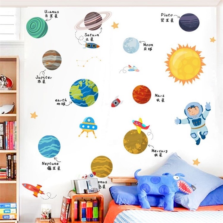 FANXI Astronauts Space Stars Children Fun Room Wall Sticker-1