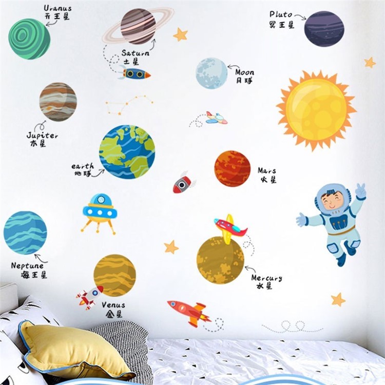 FANXI Espaço Astronautas Estrelado Adesivo Crianças Divertimento Parede Da Sala-2