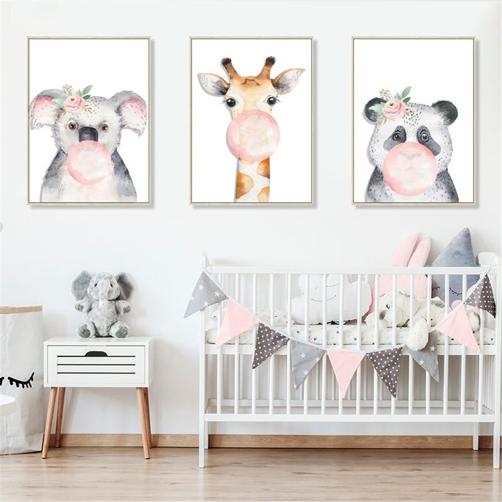 FANXI FX63013 3Pcs/Set Cartoon Forest Animal Watercolor Picture Frame Triple Painting Kindergarten Wall Sticker-5