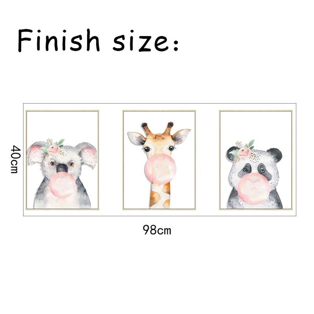 FANXI FX63013 3Pcs/Set Cartoon Forest Animal Watercolor Picture Frame Triple Painting Kindergarten Wall Sticker-7