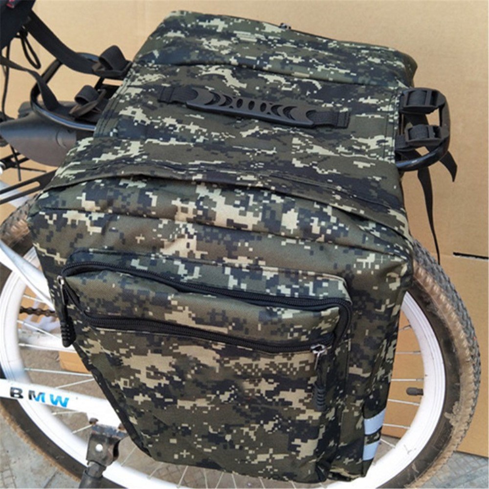 Bicycle Bag Mountain Bike Bicycle Rack Riding Equipment Camouflage Double Pack - Green-4