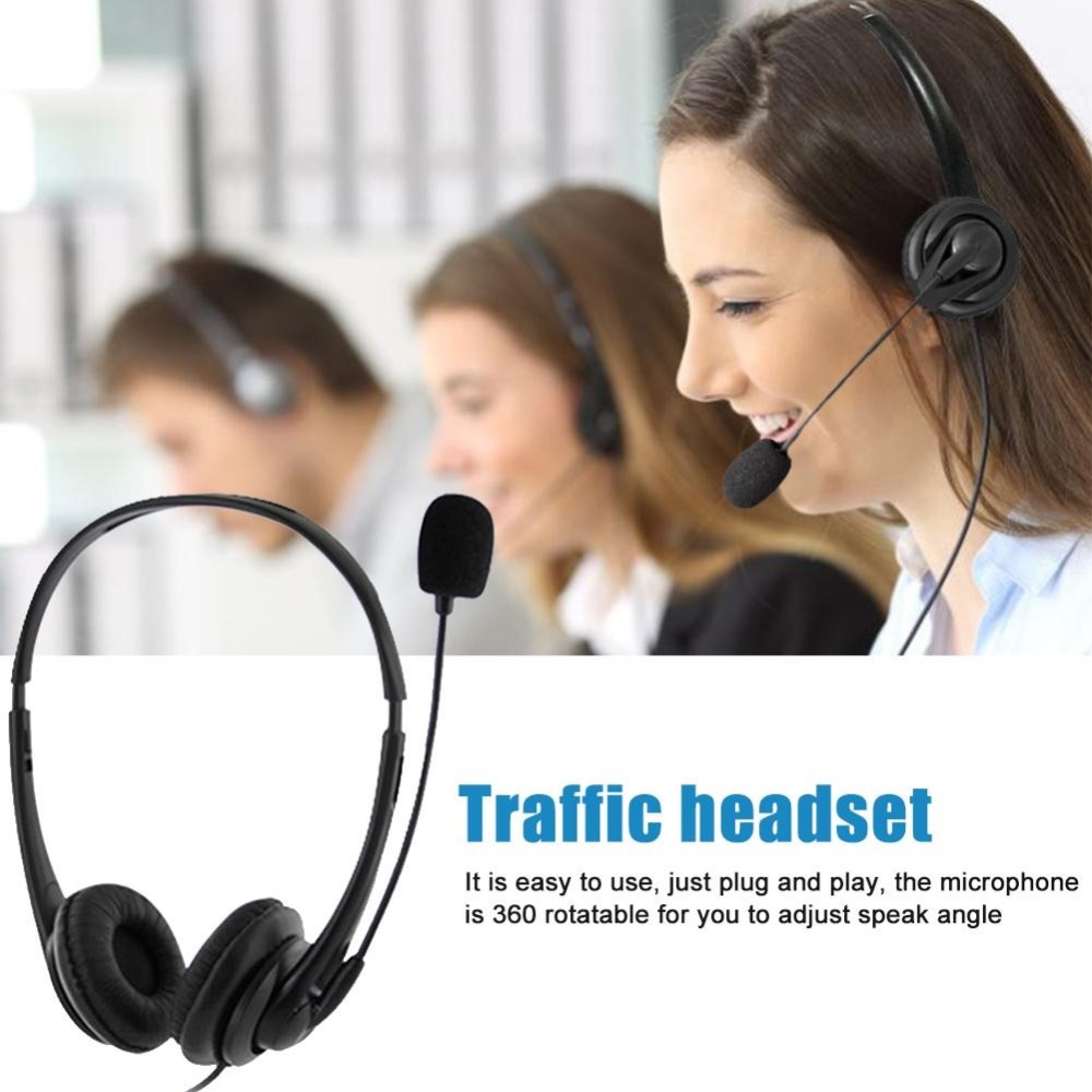 USB Laptop Computer Online Class Game Wired Call Customer Service Phone Headset with Microphone-3