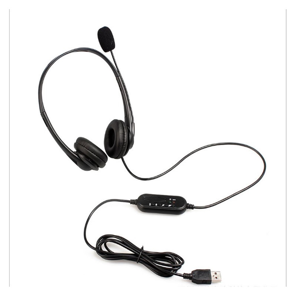 USB Laptop Computer Online Class Game Wired Call Customer Service Phone Headset with Microphone-5