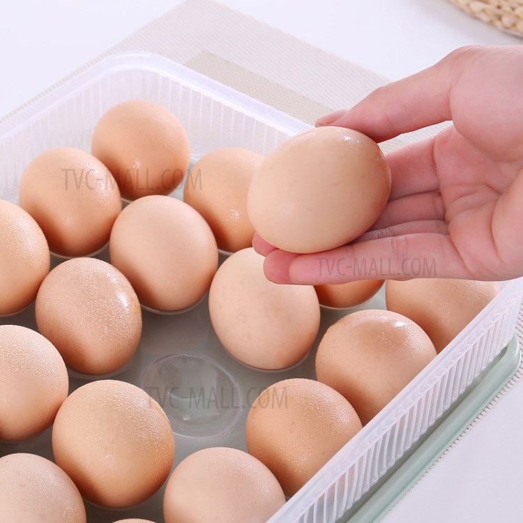 T5099 24-grid Egg Tray Egg Box with Cover Kitchen Refrigerator Food Preservation Box - Yellow-2