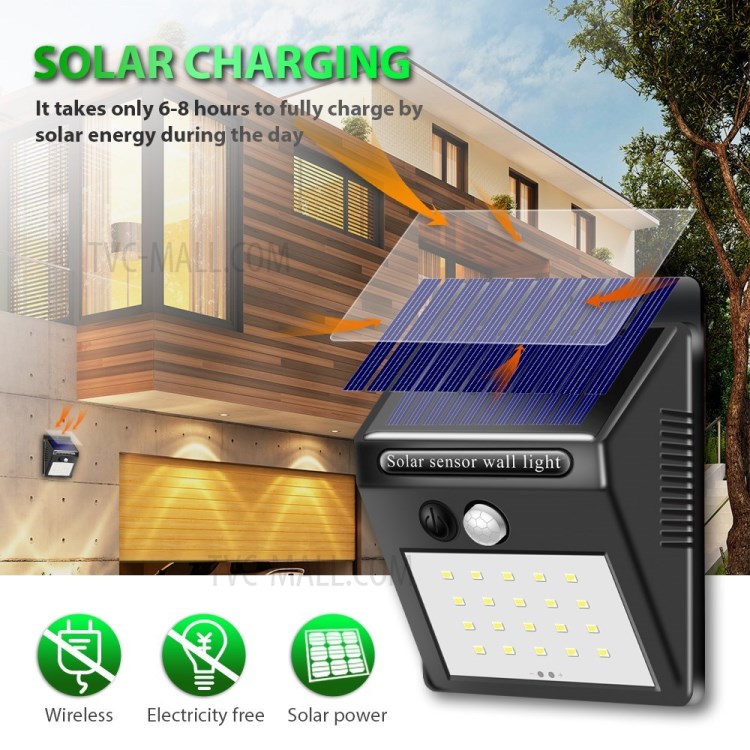4 Pcs/Set 20-LED Solar Lamp Human Body Induction Outdoor Garden Wall Light - White Light-7
