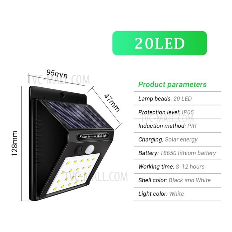 4 Pcs/Set 20-LED Solar Lamp Human Body Induction Outdoor Garden Wall Light - White Light-8