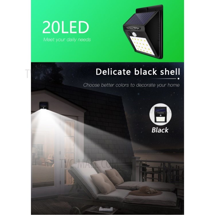 4 Pcs/Set 20-LED Solar Lamp Human Body Induction Outdoor Garden Wall Light - White Light-9