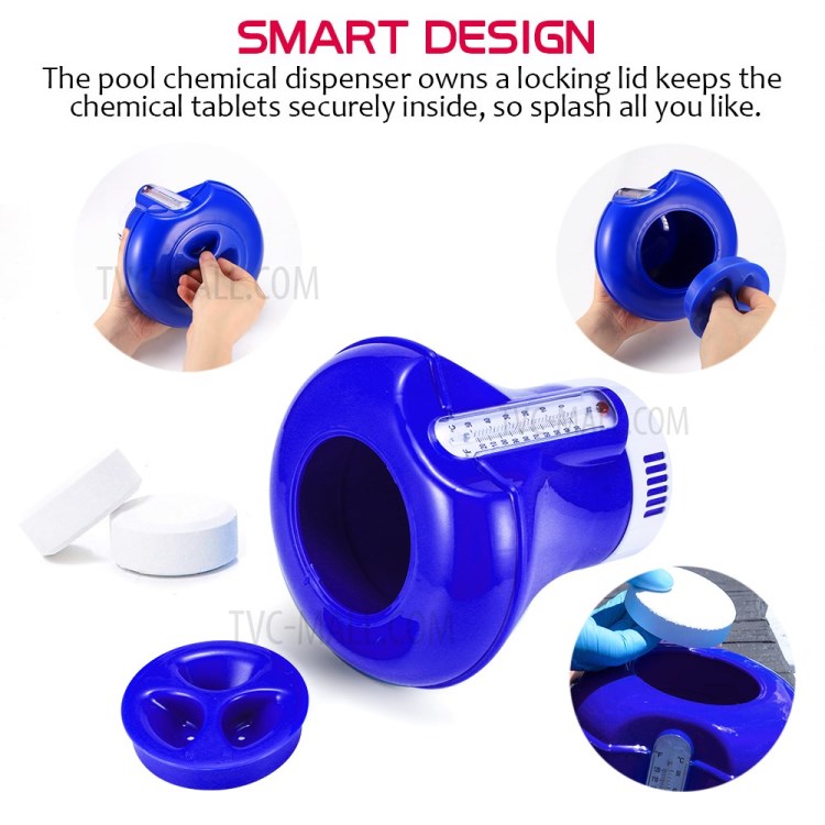 8-inch Automatic Medicine Dispenser Floating Medicine Box with Thermometer Swimming Pool Disinfection-2