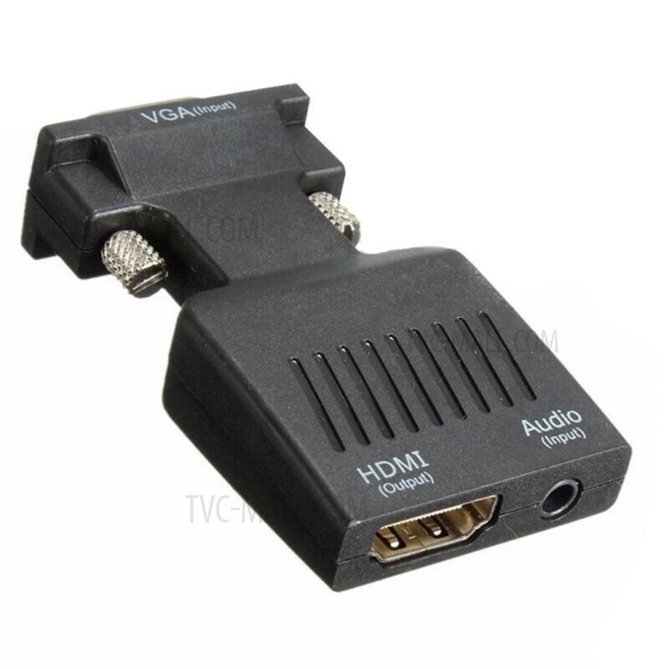 Video Converter with Audio Port HDMI to VGA HD Video Computer Box Adapter (Black)-4