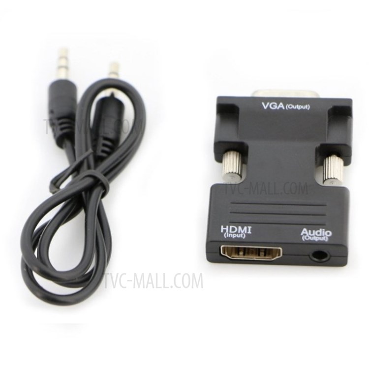 Video Converter with Audio Port HDMI to VGA HD Video Computer Box Adapter (Black)-6