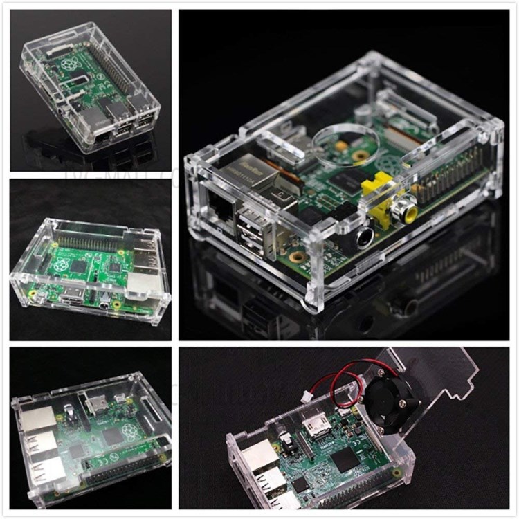 For Raspberry Pi 2/3/B+ Clear Acrylic Case + Cooling Fan + Heatsink-11