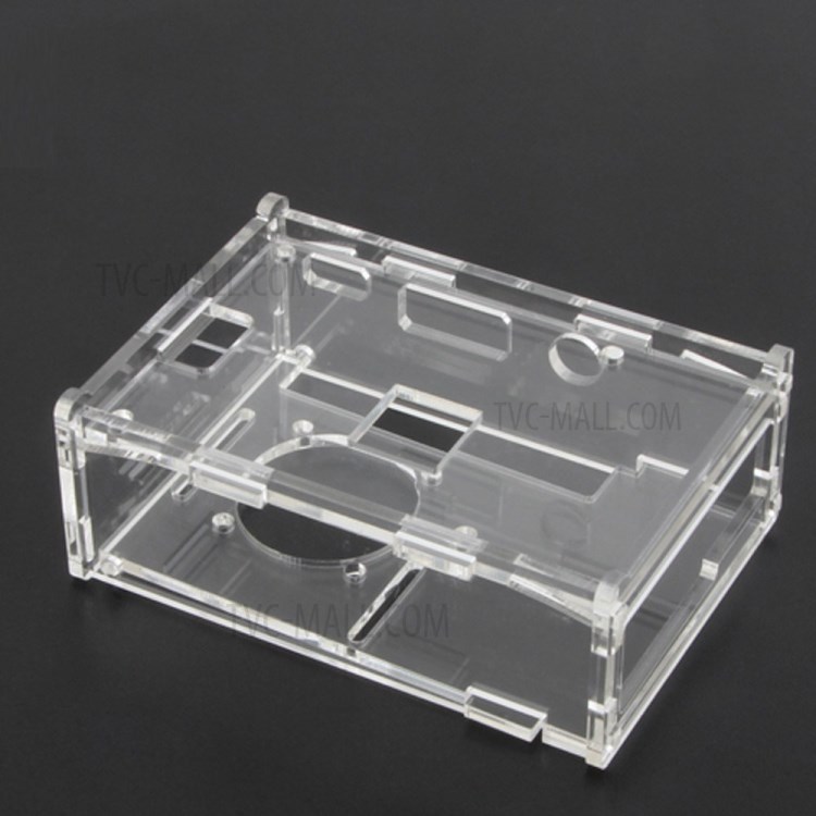 For Raspberry Pi 2/3/B+ Clear Acrylic Case + Cooling Fan + Heatsink-4