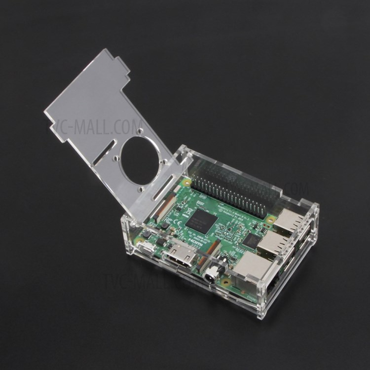 For Raspberry Pi 2/3/B+ Clear Acrylic Case + Cooling Fan + Heatsink-9