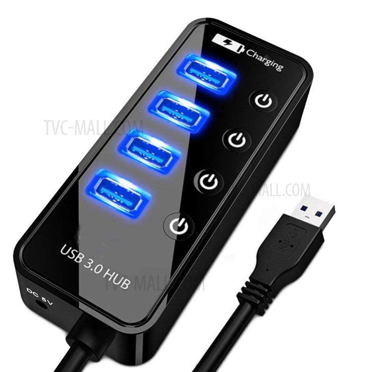 Con El / Apagado USB Distribuidor De Apoyo Del PC Portátil De Alta Velocidad 4 - Puerto USB 3.0 HUB-10