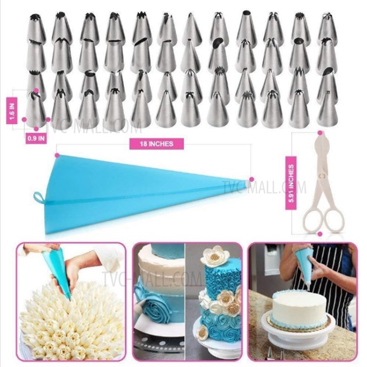 73 Pcs/Set Cake Decoration Turntable Piping Tip Pastry DIY Set Baking Bag Nozzle-13