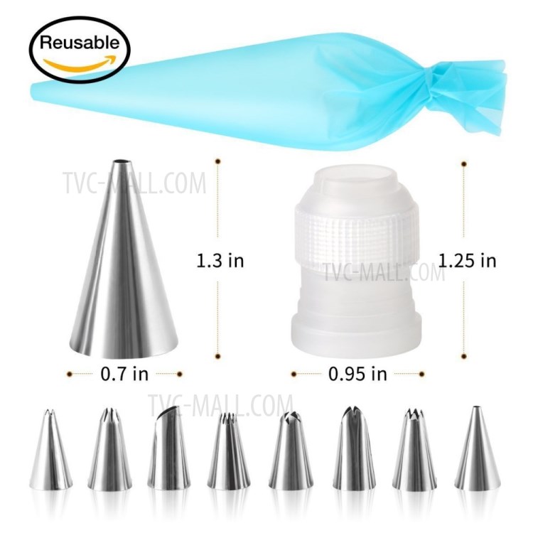 17 Pcs/Set Cake Supplies Stainless Steel Baking Spatula Cupcake Pastry Bags Nozzles-6