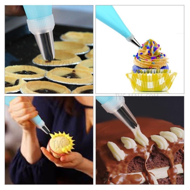 17 Pcs/Set Cake Supplies Stainless Steel Baking Spatula Cupcake Pastry Bags Nozzles-8
