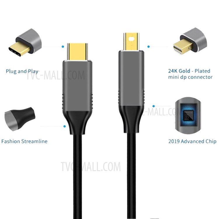 Type - C to Mini DP Transfer Cable 1.8m USB3.1 HD Cable Supports 4K*2K@60Hz-3