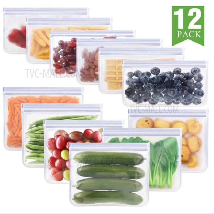 12 Pcs/Bag Transparent Frosted PEVA Refrigerator Food Storage Container Sealed Bag-1