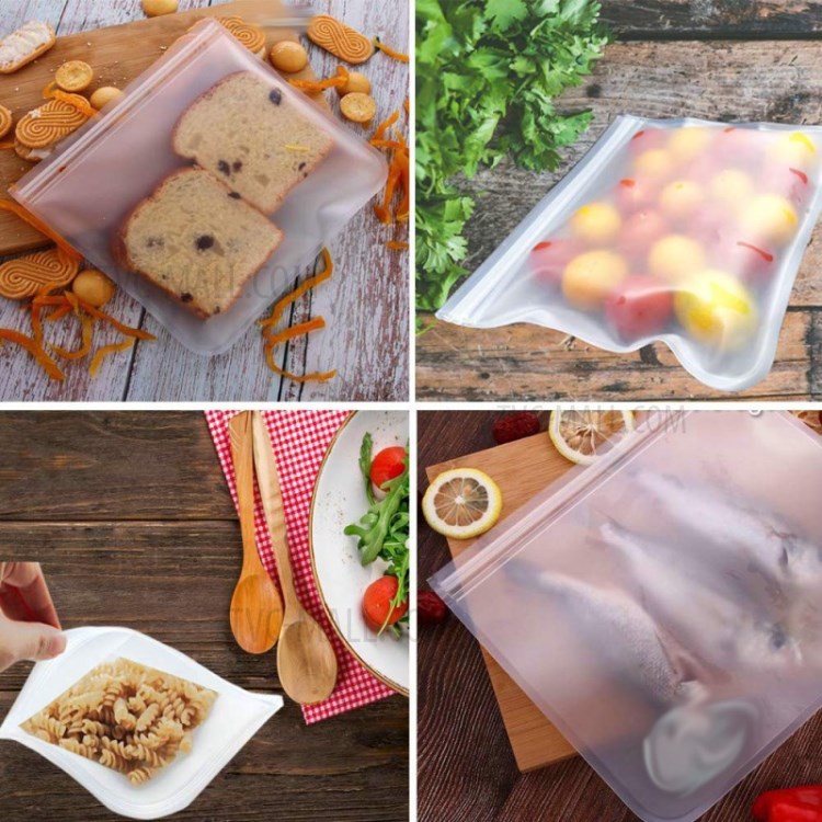 12 Pcs/Bag Transparent Frosted PEVA Refrigerator Food Storage Container Sealed Bag-4