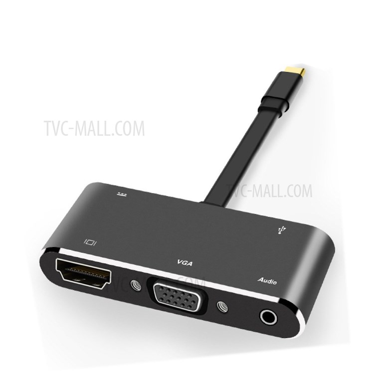 5 In 1 USB-C Tipo Mozzo - C A HDMI + VGA + 3.5MM + USB3.0 + PD-5