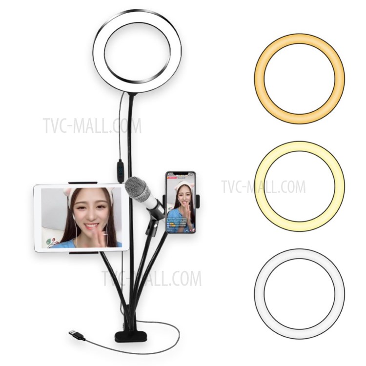 8 - inch Selfie Ring Light with Phone Holder Microphone Stand Fill Light for Live Stream & Makeup