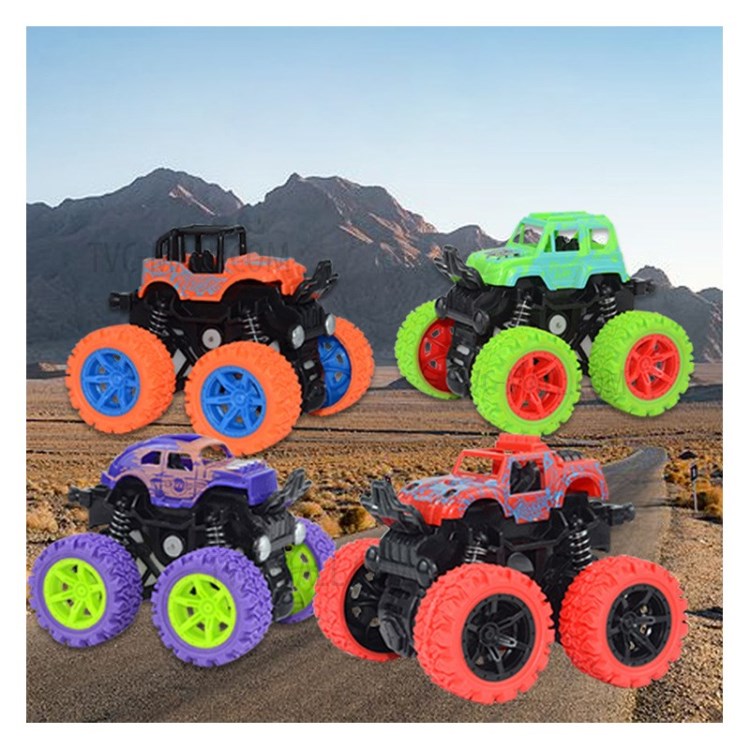 Children's Toy Large Four-wheel Drive Inertial Off-road Vehicle Simulation Stunt Swing Car Toy - Purple-2