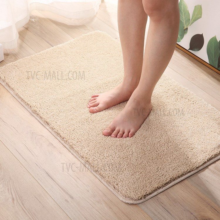 Absorbent Bathroom Non-slip Mat Pastel Velvet Door Mat Home Mat - Beige
