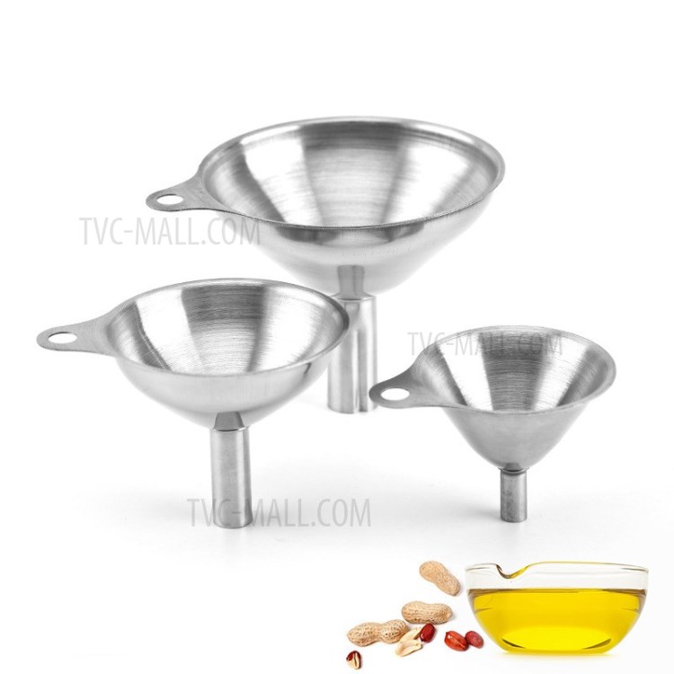 3PCS Multifunctional Stainless Steel Durable Spice Wine Jar Funnels With Filter Kitchen Portable Gadgets Essential Oil Tools-1