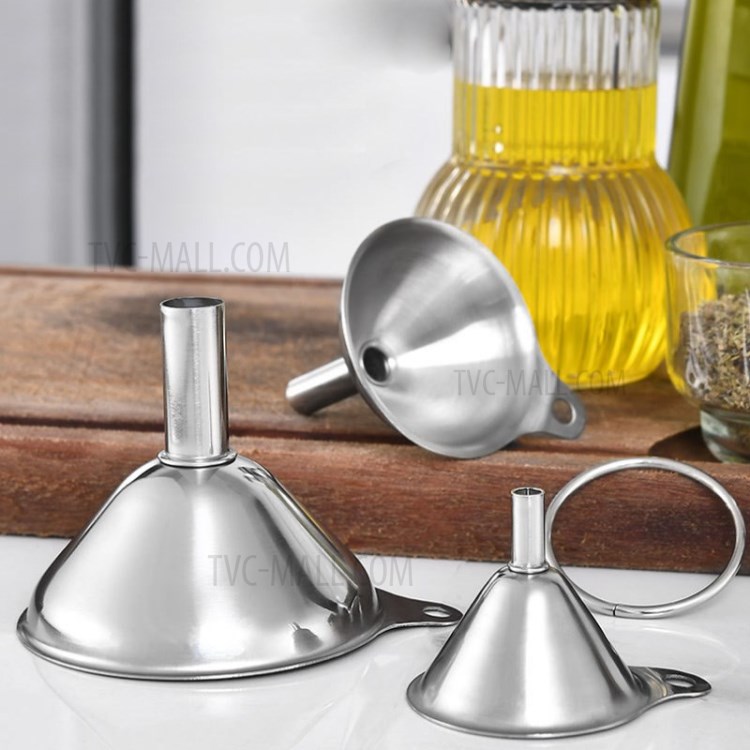 3PCS Multifunctional Stainless Steel Durable Spice Wine Jar Funnels With Filter Kitchen Portable Gadgets Essential Oil Tools-2