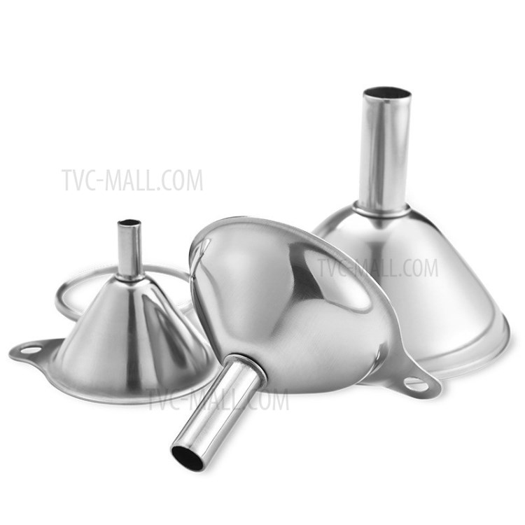 3PCS Multifunctional Stainless Steel Durable Spice Wine Jar Funnels With Filter Kitchen Portable Gadgets Essential Oil Tools-7