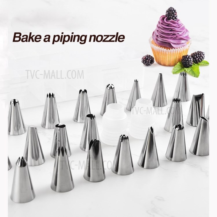 34PCS Pastry Bag Nozzle Converter Set Dessert Confectionery Cake Pastry Bag Reusable Nozzles Cake DIY Decorating Tools-14