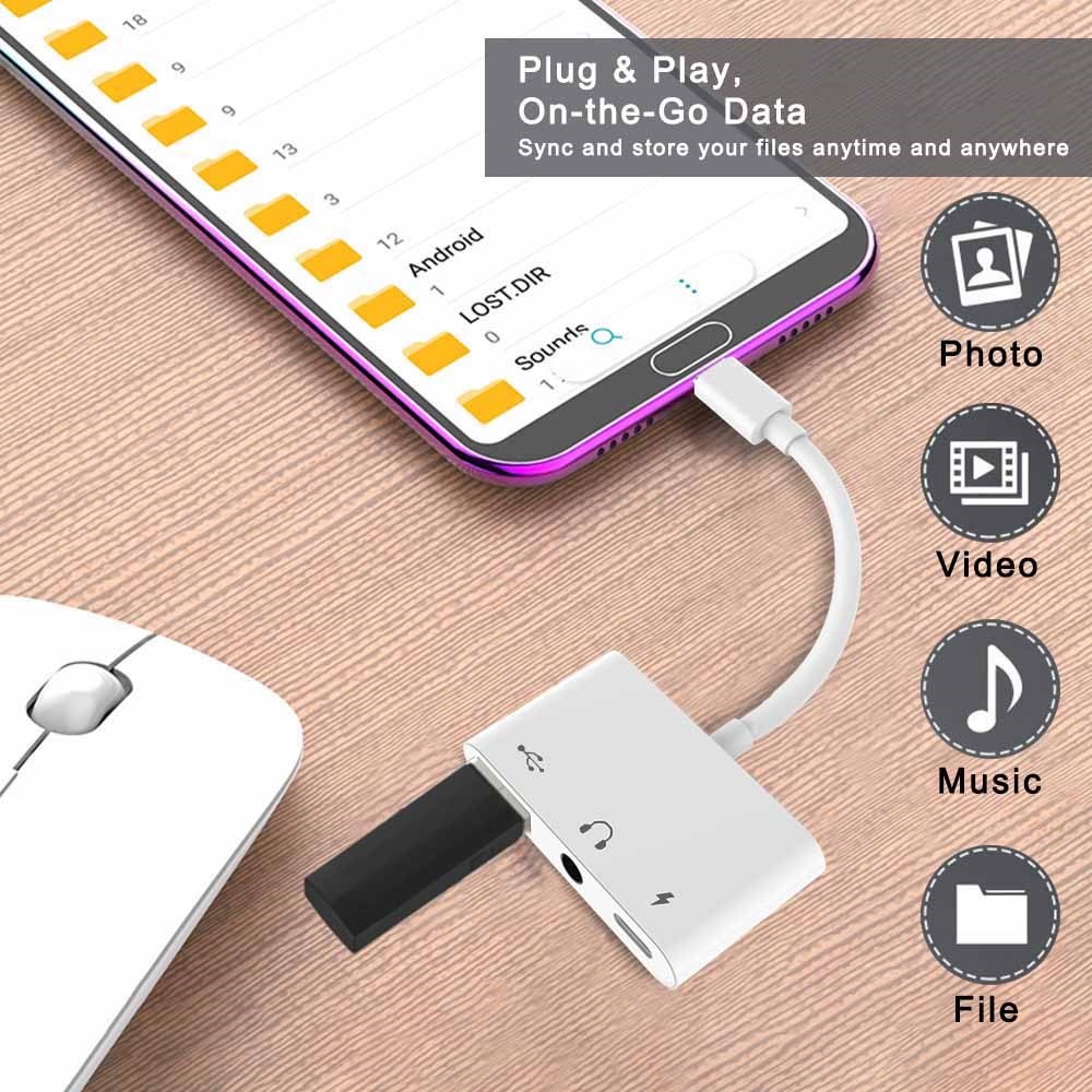 3-In-1 Adapter For Type - C To 3.5mm Jack Audio USB 3.0/2.0 Digital Camera Reader OTG Adapter With Charging Interface-17