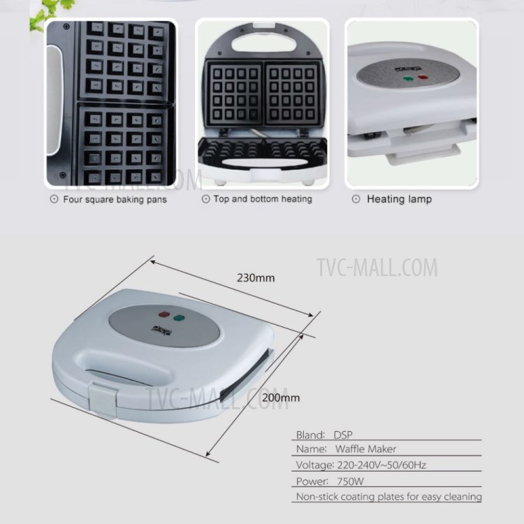 Waffle Maker Cake Cupcake Non-stick Baking Machine Electric Kitchen Dessert Bread Waffle Maker - EU Plug-3