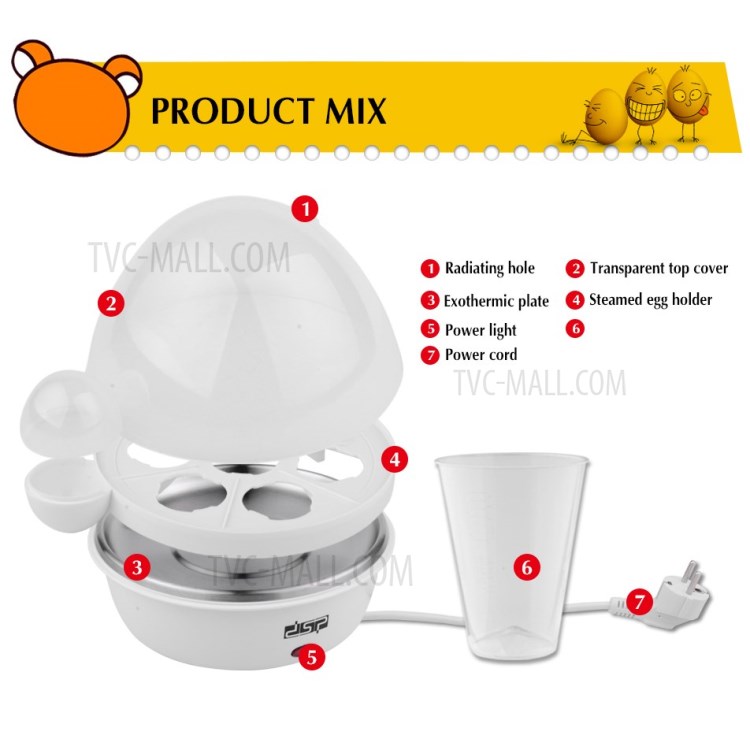 DSP Egg Boilers Multifunctional Braises Custard Belt Steaming Bowl Kitchen Rapid Electric Egg Cooker-2