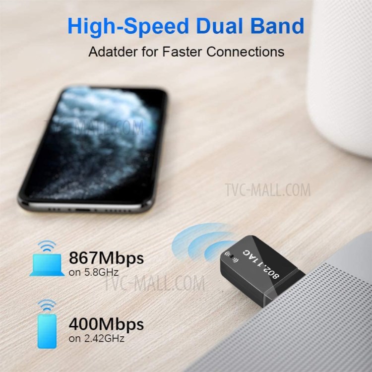 Network Card Wifi Dual Band 2.4G/5.8G Wireless Network Card Receiver USB 3.0 Wifi Dongle for Windows Mac-5