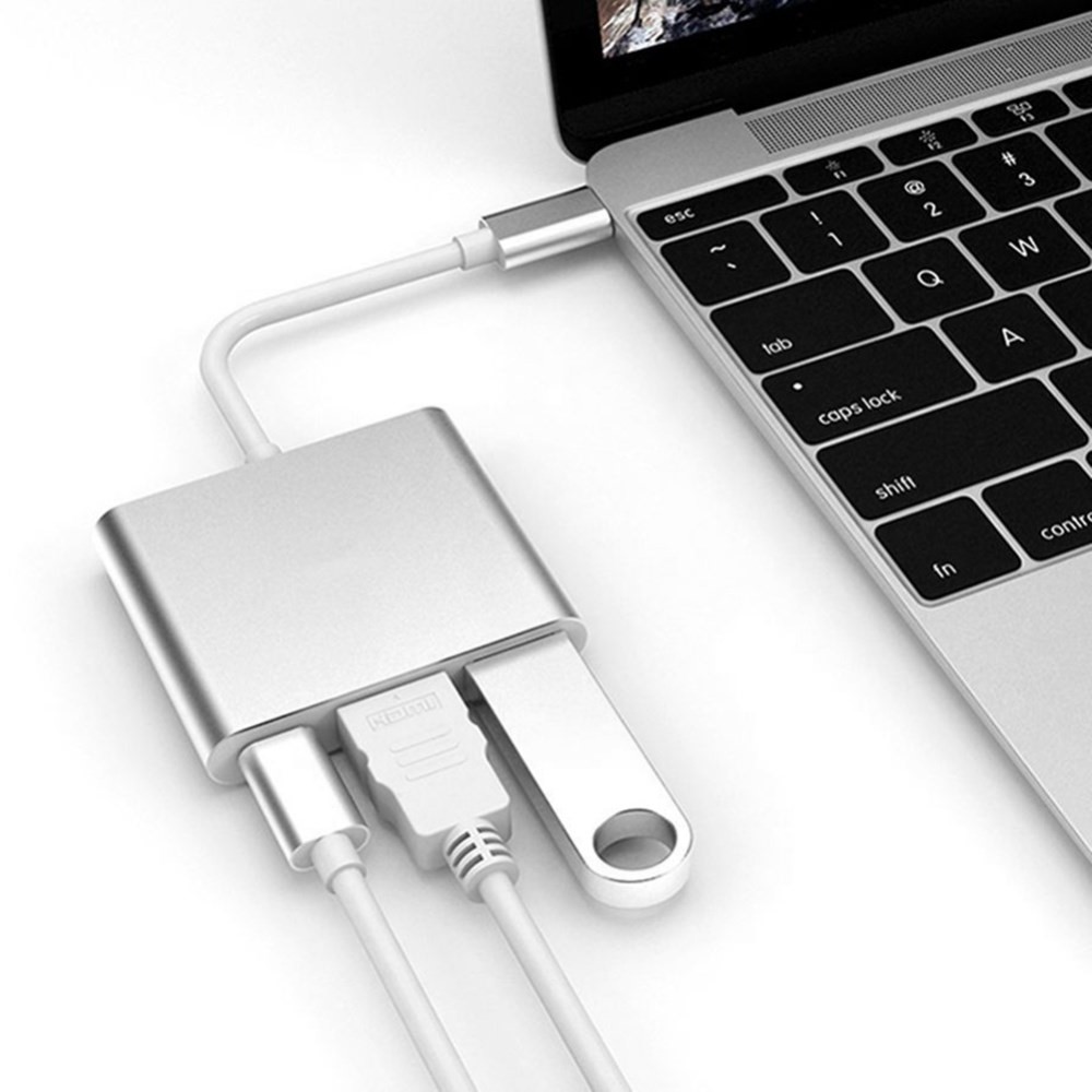 3-in-1 Conversione Cavo USB Adattatore Tipo-c Hub Alla Porta 4K HDMI + USB 3.0 + Tipo - Port C-10