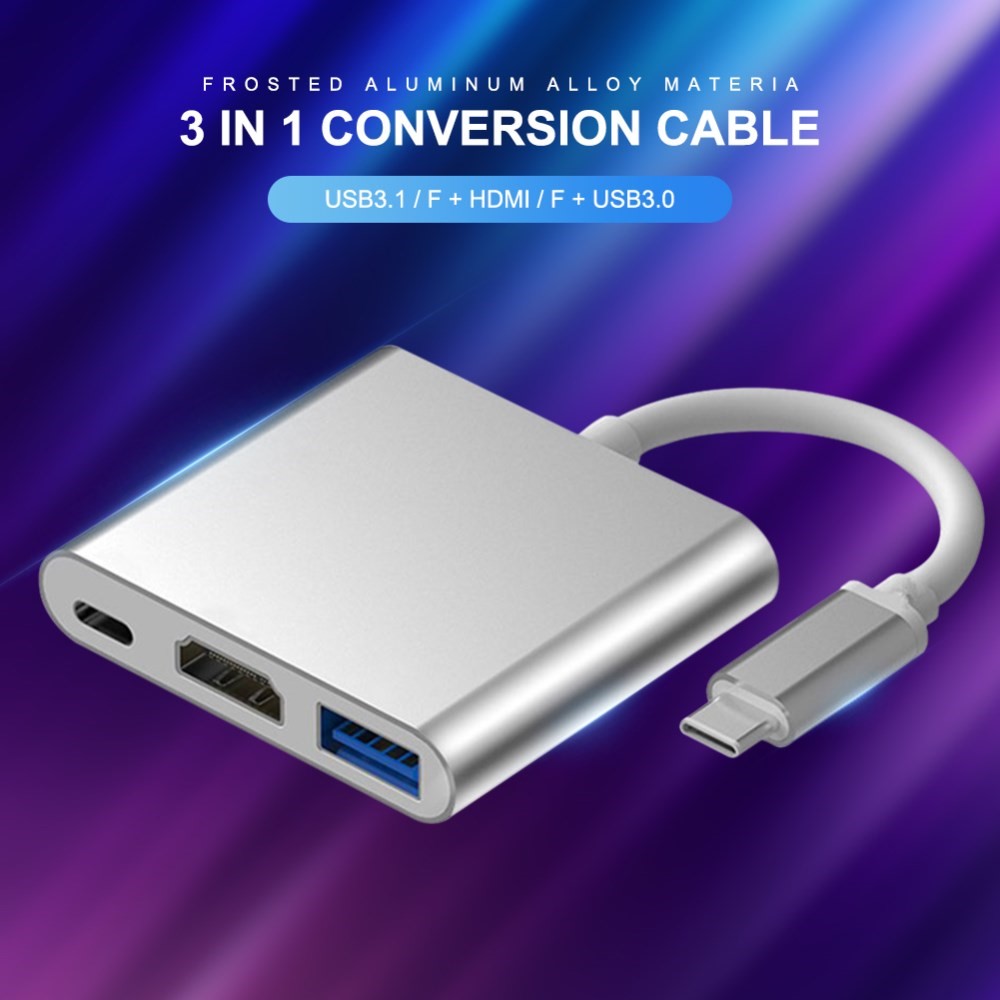 3-in-1 Conversione Cavo USB Adattatore Tipo-c Hub Alla Porta 4K HDMI + USB 3.0 + Tipo - Port C-9