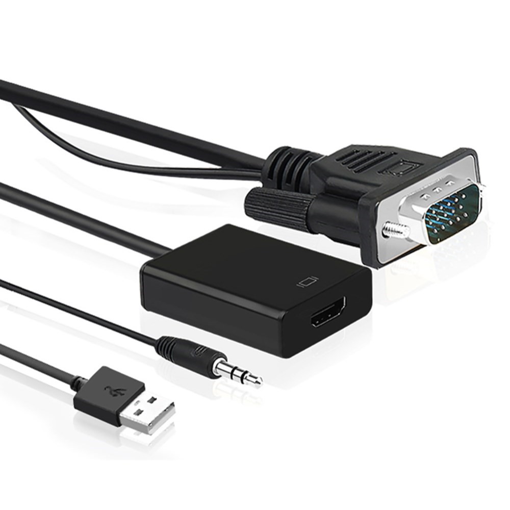 Adaptador VGA Para HDMI Com 3,5 Milímetros Cabo De Áudio Para Laptop TV Computador Tablet PC-12