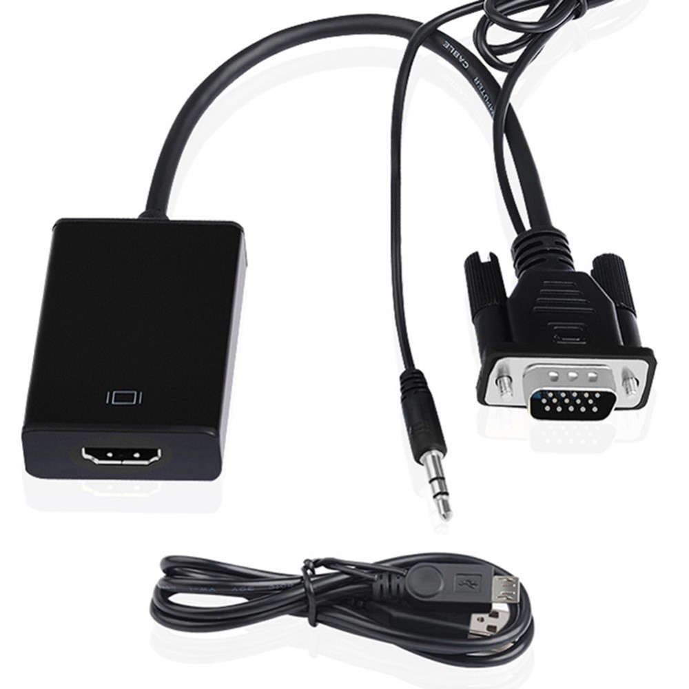 Adaptador VGA Para HDMI Com 3,5 Milímetros Cabo De Áudio Para Laptop TV Computador Tablet PC-13