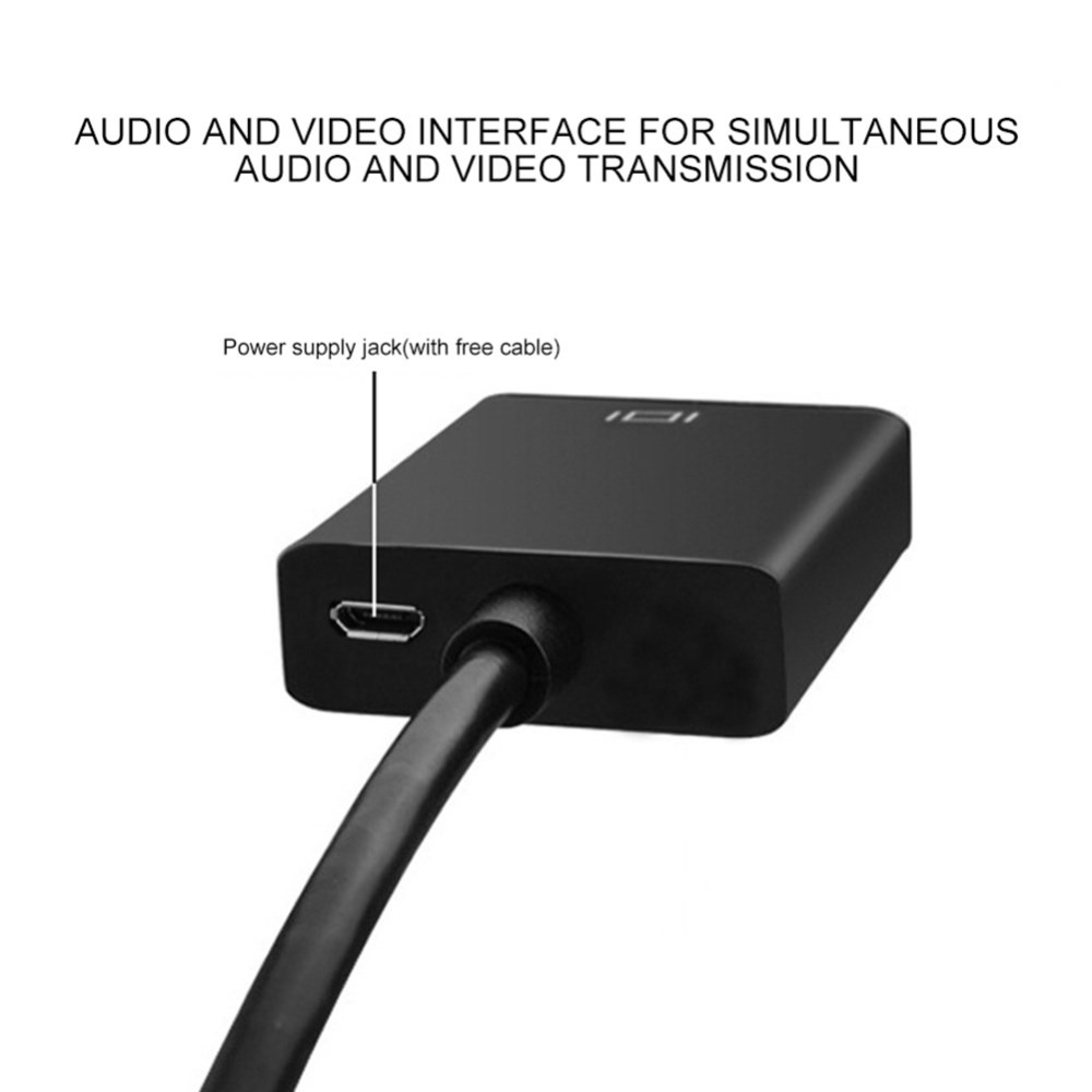 Adaptador VGA Para HDMI Com 3,5 Milímetros Cabo De Áudio Para Laptop TV Computador Tablet PC-15