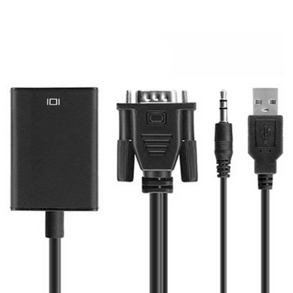 Adaptador VGA Para HDMI Com 3,5 Milímetros Cabo De Áudio Para Laptop TV Computador Tablet PC-5