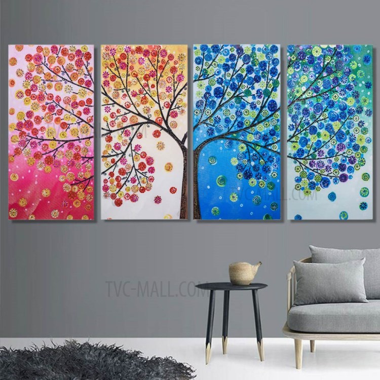 4pcs / Set Murale Sticker Mural Décor Strass Peinture Collé Sticker Mural Décor À La Maison De Peinture, Taille: 102 X 45 Cm-1
